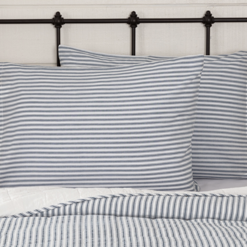 Sawyer Mill Blue Ticking Stripe Pillow Case Set of 2