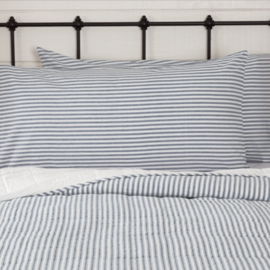 Sawyer Mill Blue Ticking Stripe Pillow Case Set of 2