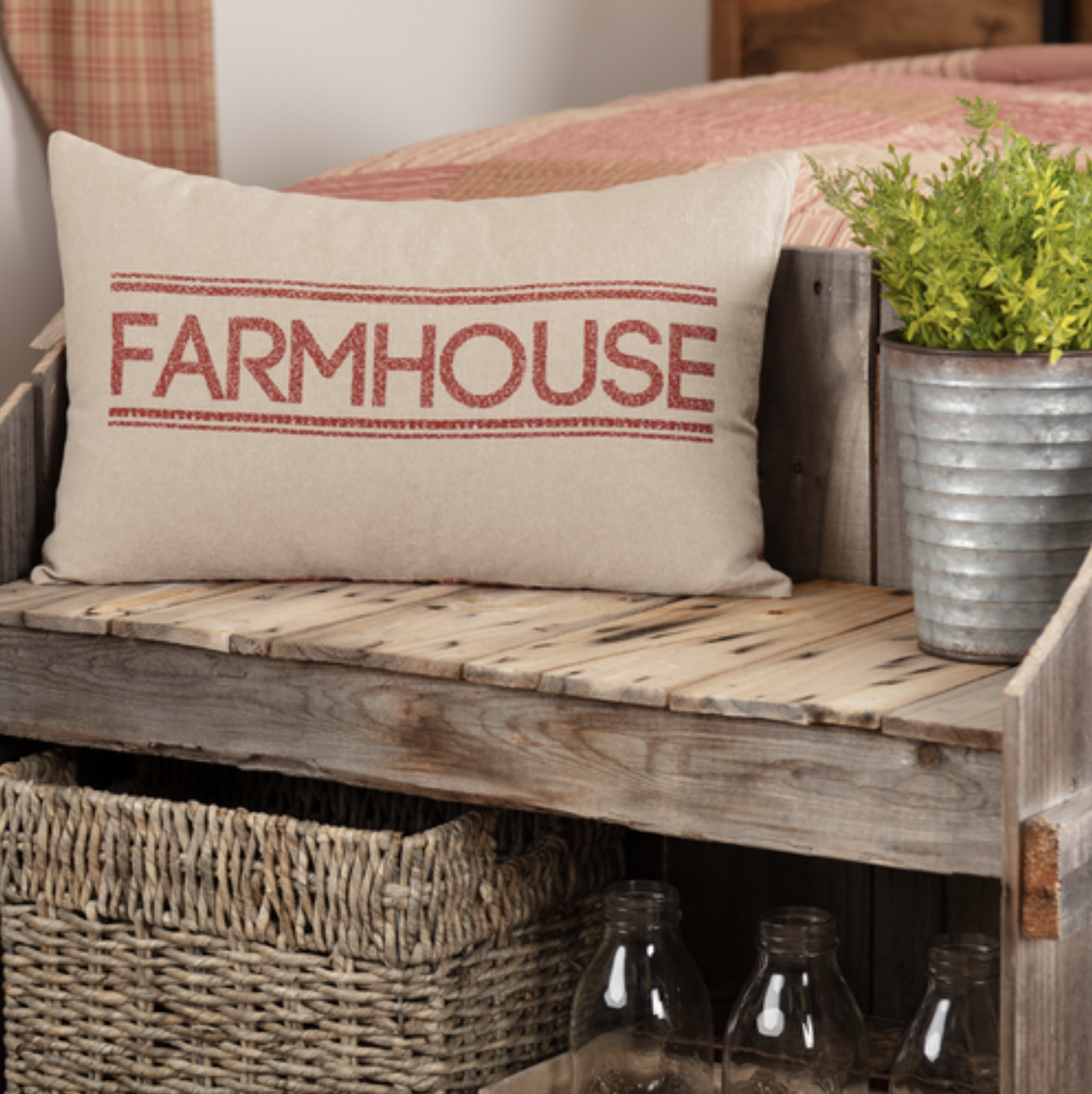 VHC Brands Sawyer Mill Red Farmhouse Pillow 14 x 22" Brand: VHC Brands