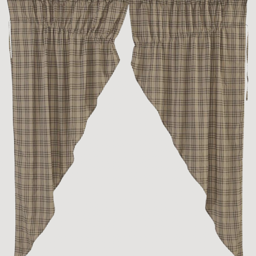 Sawyer Mill Charcoal Plaid Prairie Curtain Lined Set of 2