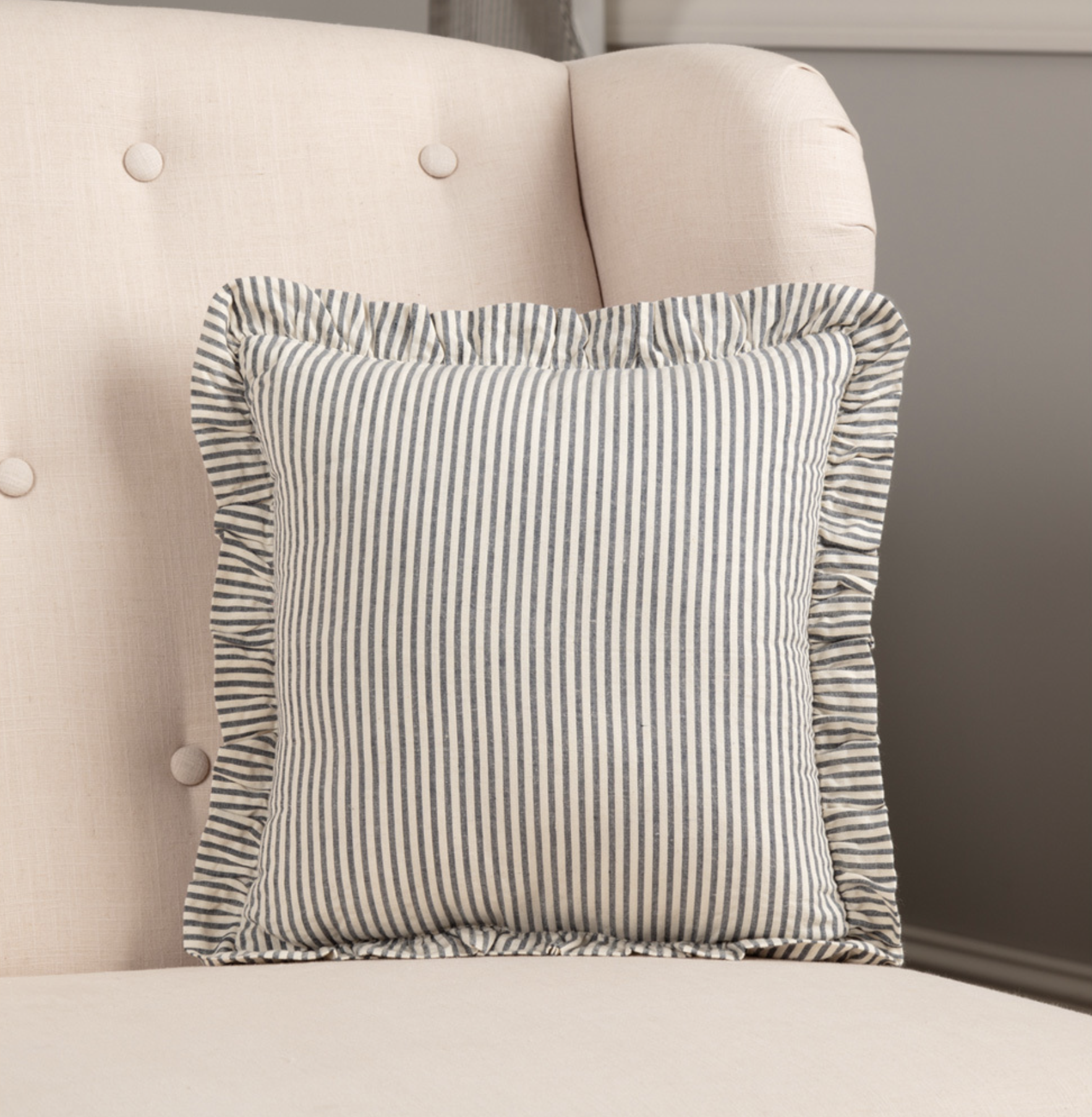Hatteras Seersucker Blue Ticking Stripe Fabric Pillow Nana S