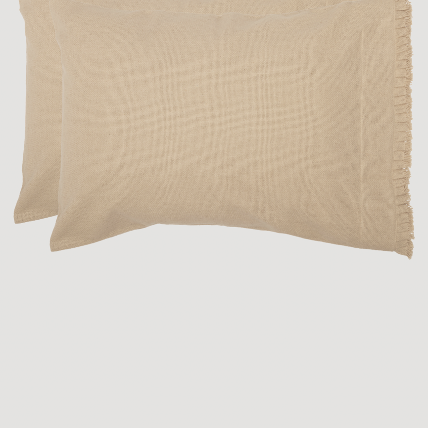 Burlap Vintage Ruffled Fringe Pillow Case Set of 2