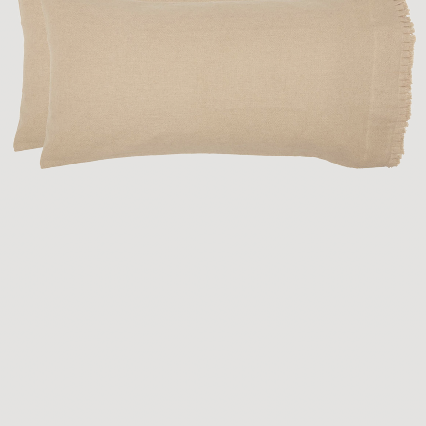 Burlap Vintage Ruffled Fringe Pillow Case Set of 2