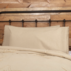 Burlap Vintage Ruffled Fringe Pillow Case Set of 2