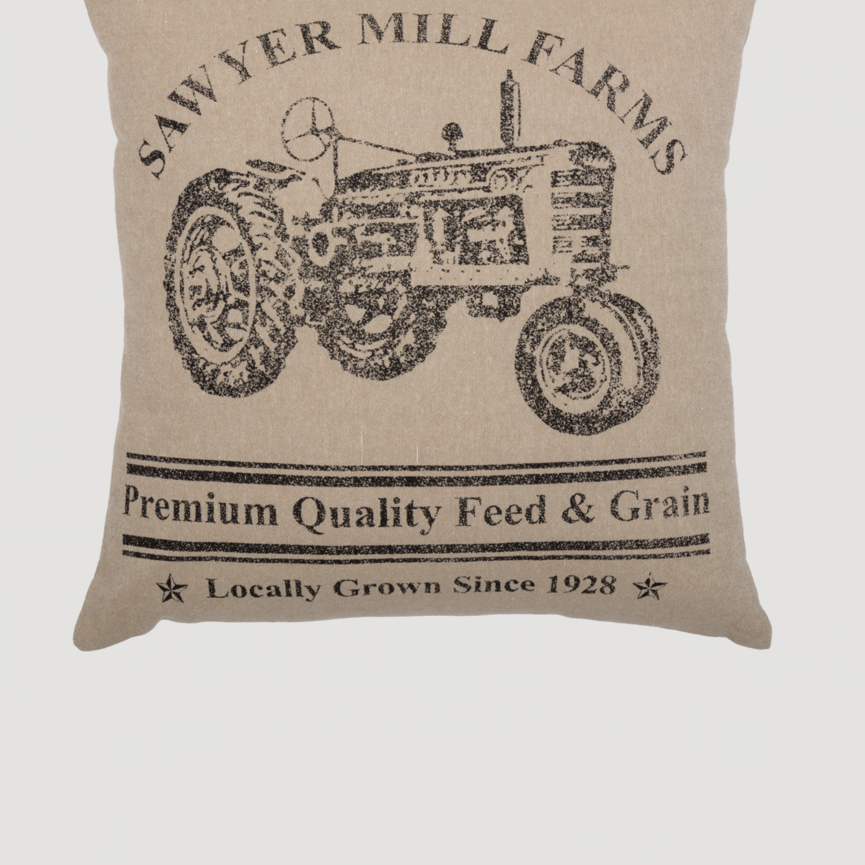 Sawyer Mill Charcoal Tractor Pillow 18" x 18"