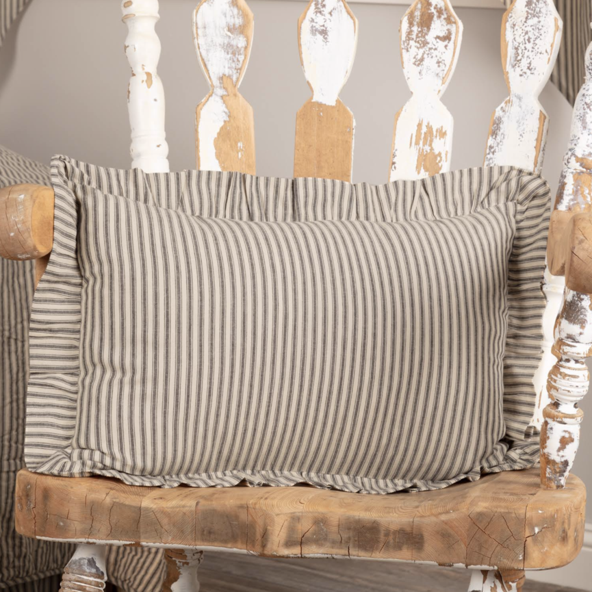 Sawyer Mill Charcoal Ticking Stripe Fabric Pillow 14" x 22"