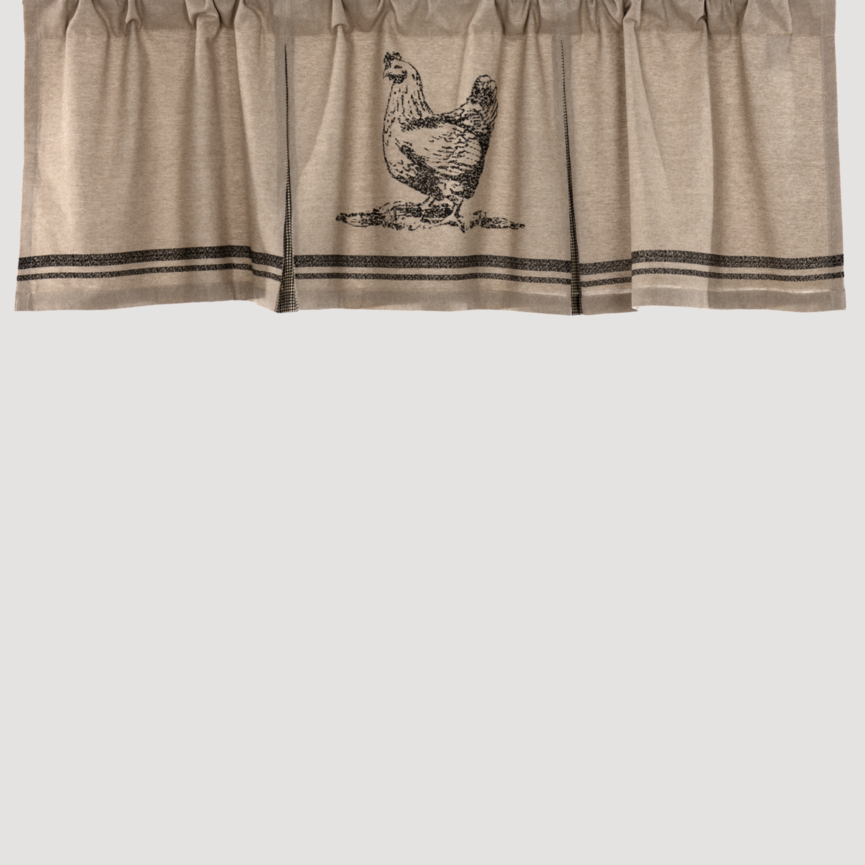 Sawyer Mill Charcoal Chicken Valance Pleated