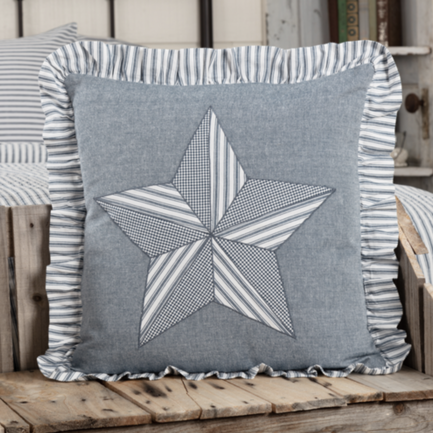 Sawyer Mill Blue Barn Star Pillow 18" x 18"