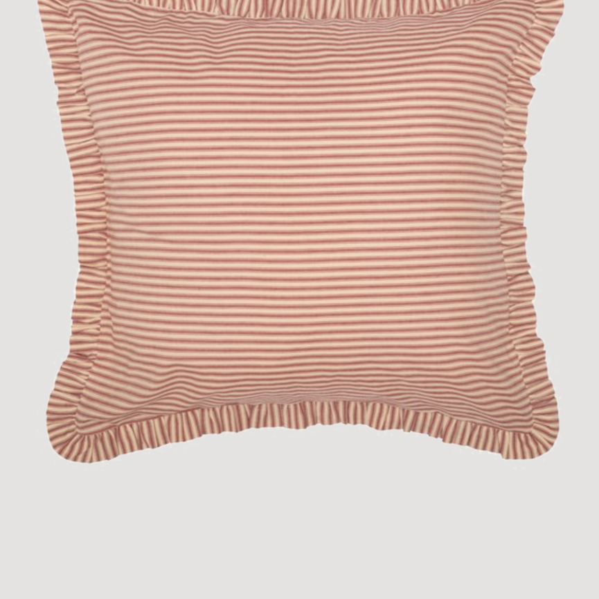 Sawyer Mill Red Ticking Stripe Fabric Euro Sham 26" x 26"
