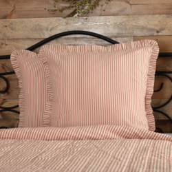 Sawyer Mill Red Ticking Stripe Fabric Euro Sham 26" x 26"