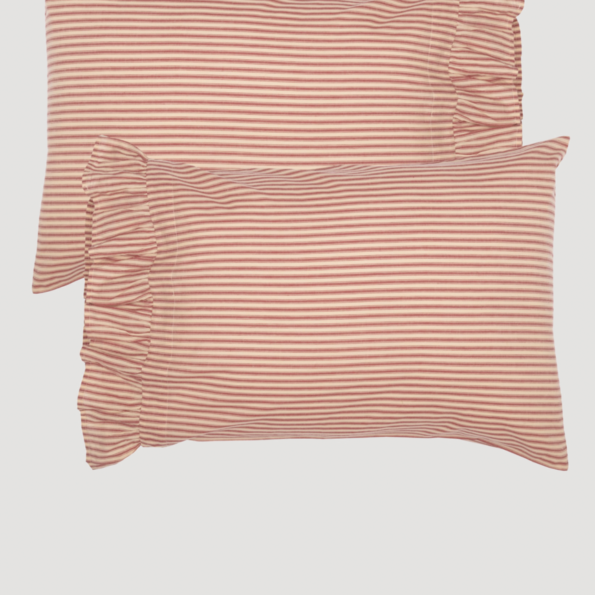 Sawyer Mill Red Ticking Stripe Pillow Case Set of 2