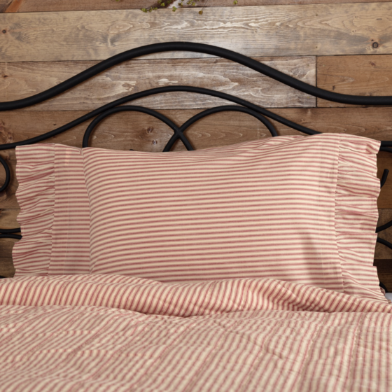 Sawyer Mill Red Ticking Stripe Pillow Case Set