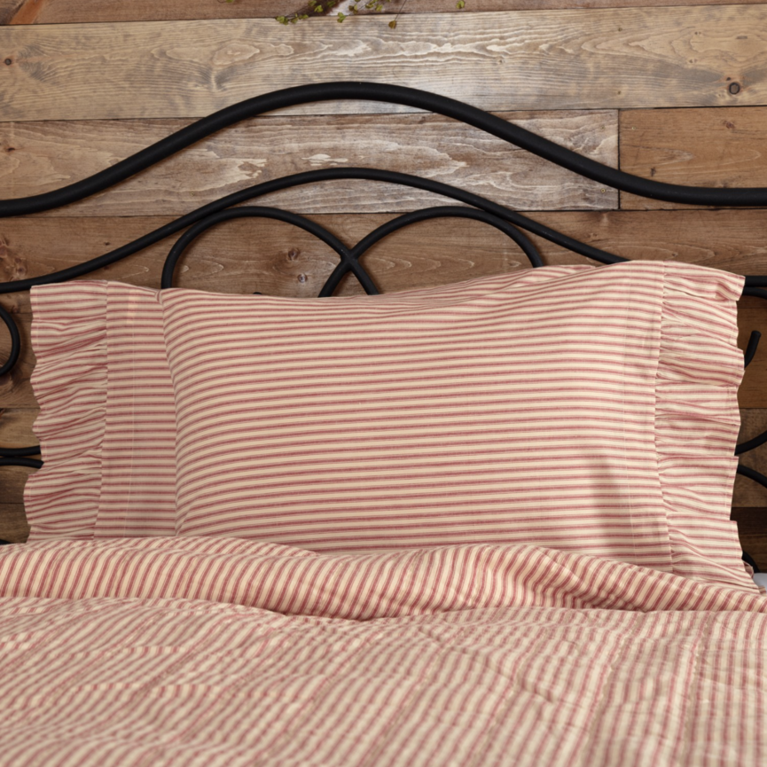 Sawyer Mill Red Ticking Stripe Pillow Case Set of 2