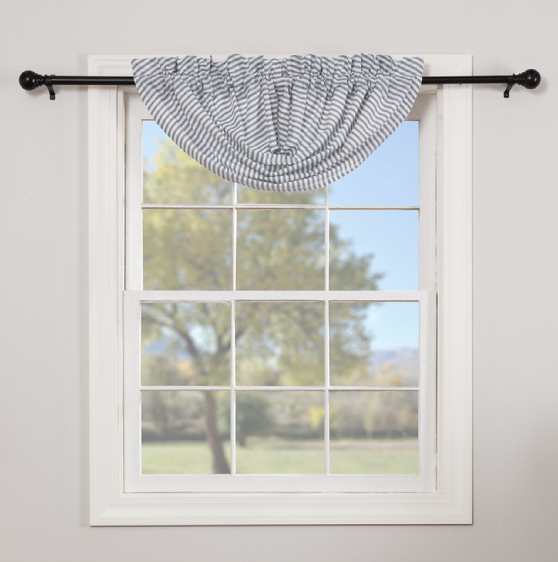 Sawyer Mill Blue Ticking Stripe Balloon Valance Nana S Farmhouse