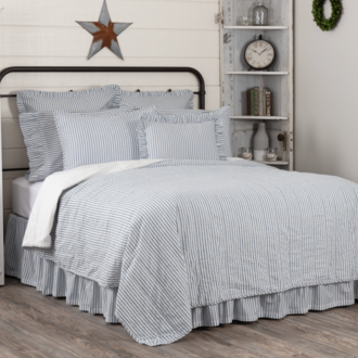 Sawyer Mill Blue Ticking Stripe Coverlet