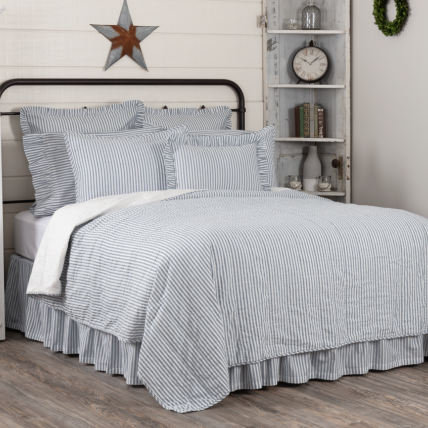 Sawyer Mill Blue Ticking Stripe Coverlet