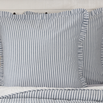 Sawyer Mill Blue Ticking Stripe Fabric Euro Sham