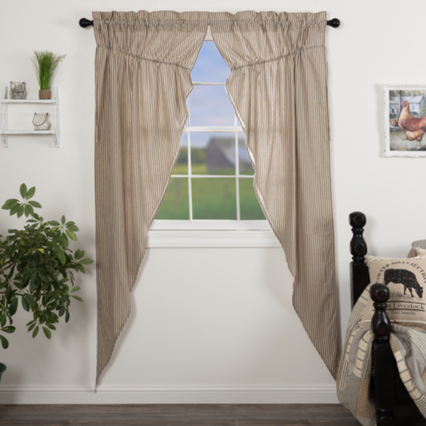 Sawyer Mill Charcoal Ticking Stripe Prairie Panel Set of 2