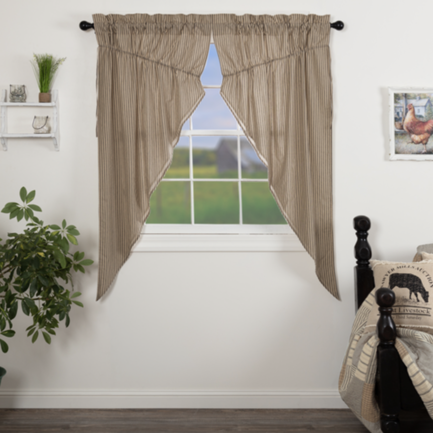 Sawyer Mill Charcoal Ticking Stripe Prairie Panel Set of 2