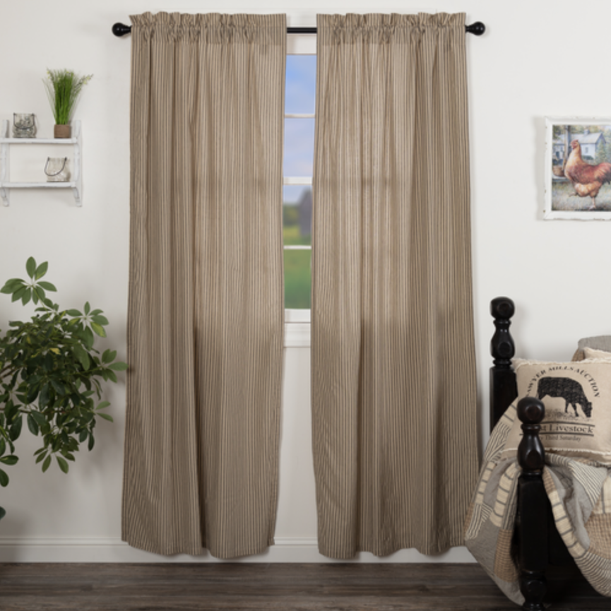 Sawyer Mill Charcoal Ticking Stripe Panels Set of 2