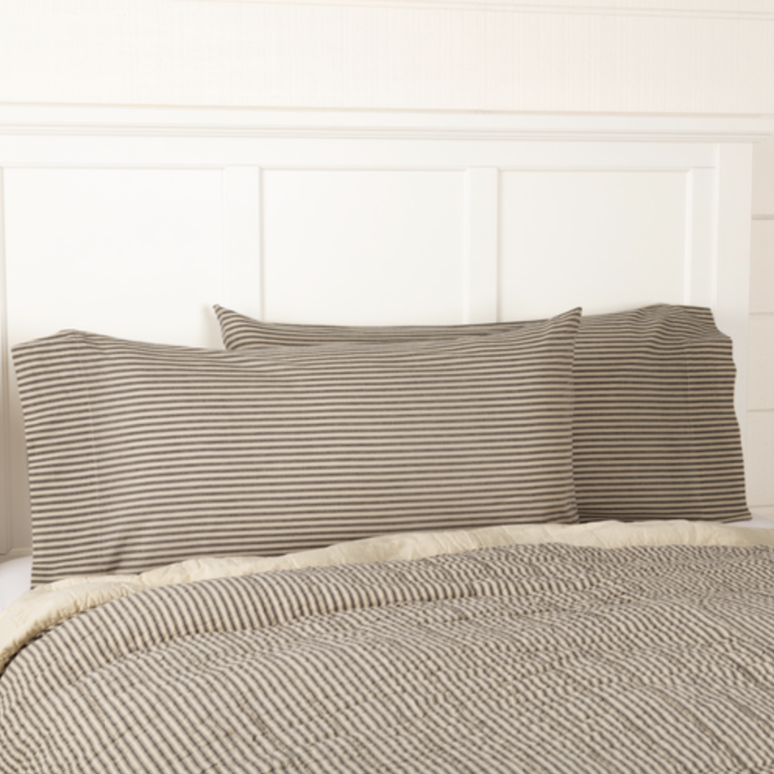 Sawyer Mill Charcoal Ticking Stripe Pillow Case Set of 2