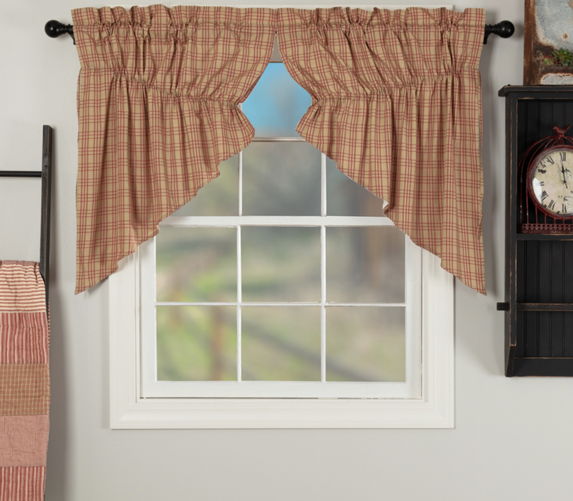 Sawyer Mill Red Plaid Prairie Swag Vhc Curtains Nana S