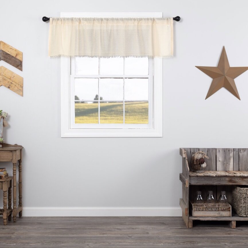 Tobacco Cloth Fringed Valance - 60x16