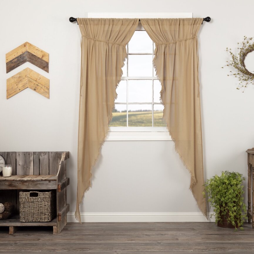 Tobacco Cloth Prairie Panel Fringed Set of 2