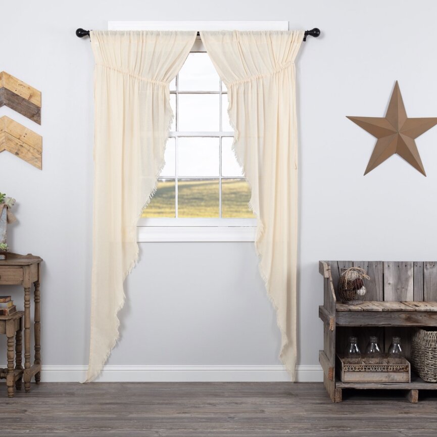 Tobacco Cloth Prairie Panel Fringed Set of 2