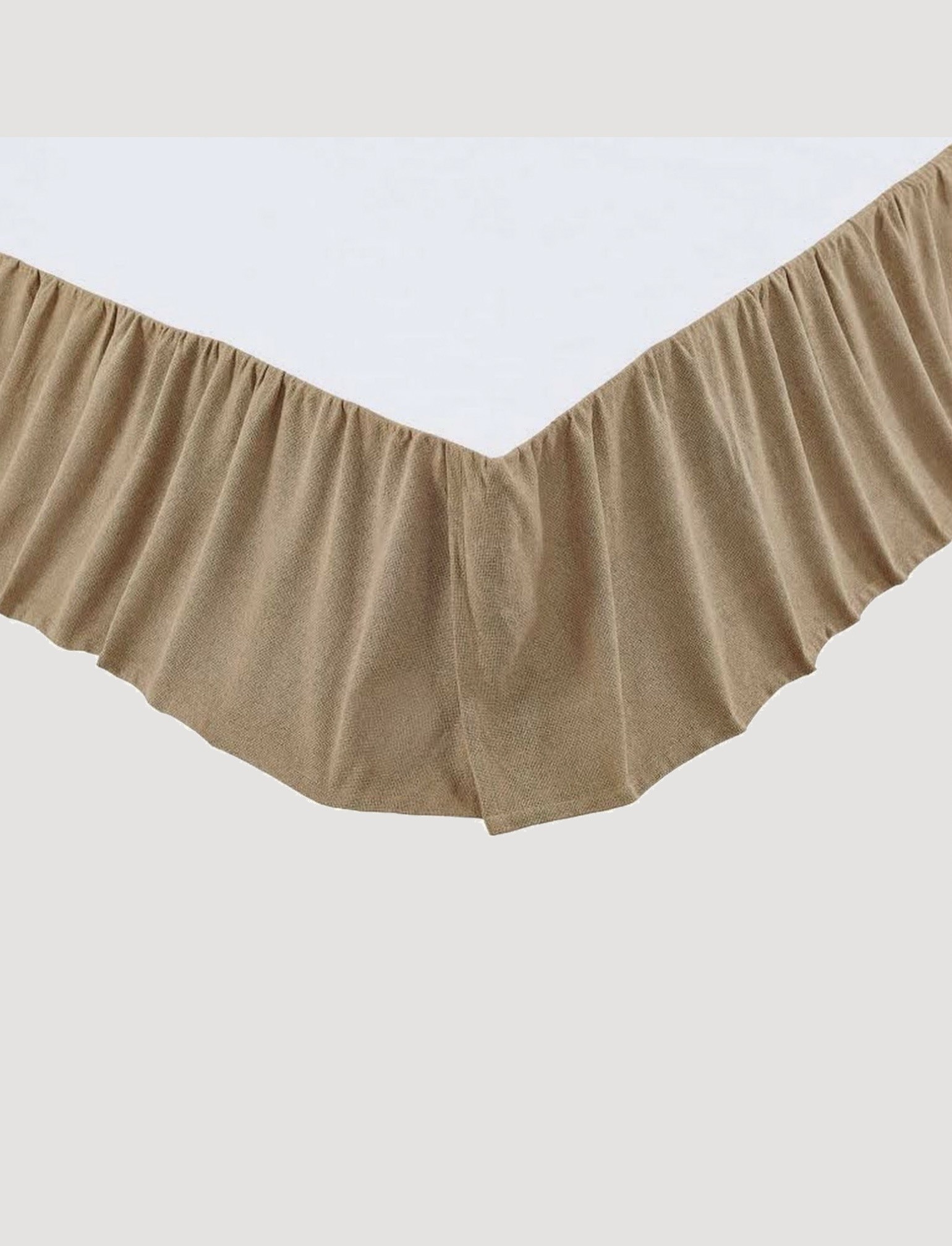 VHC Brands Burlap Natural Ruffled Fringe Bed Skirt