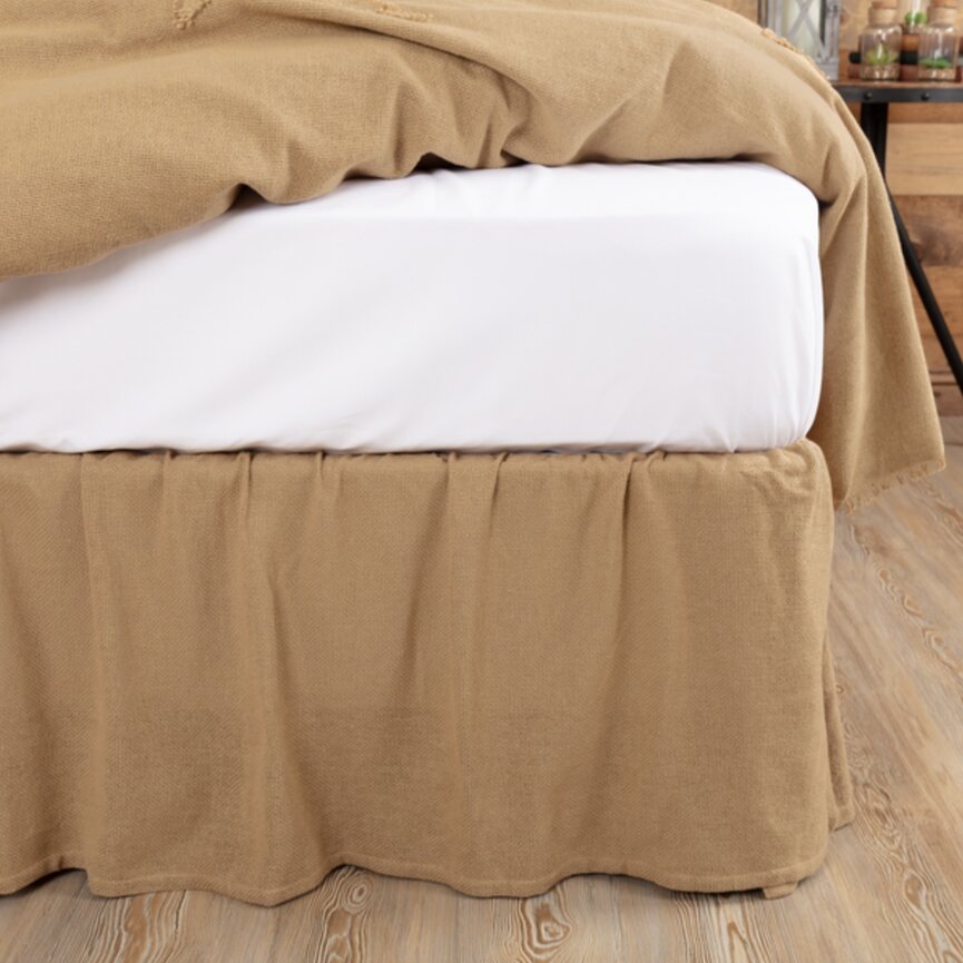 Burlap Natural Ruffled Fringe Bed Skirt