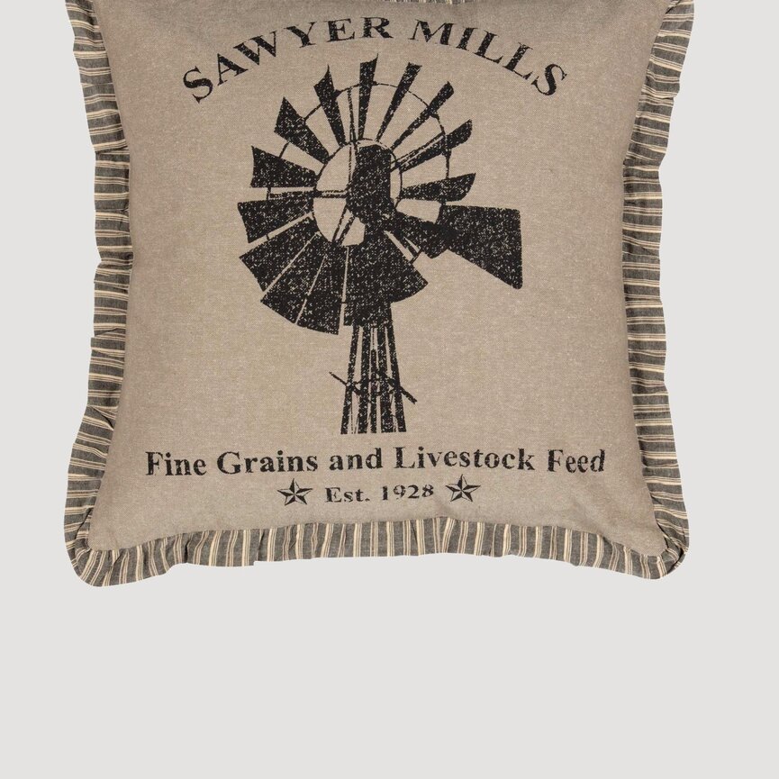 Sawyer Mill Charcoal Windmill Pillow