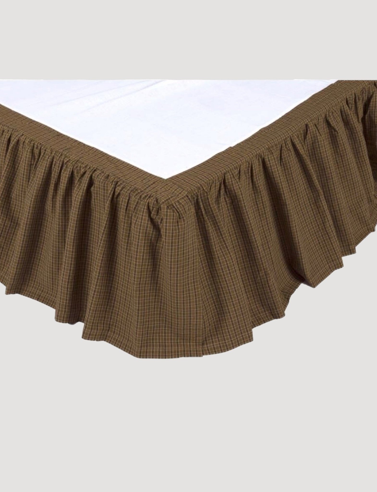 SOLID KHAKI QUEEN Bedskirt Dust Ruffle Rustic Primitive Tan Tea Stain Bed Skirt 