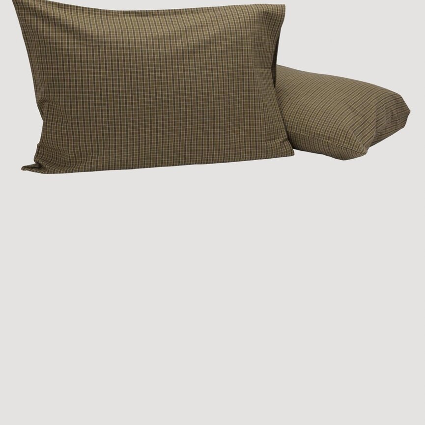 Tea Cabin Green Plaid Standard Pillow Case