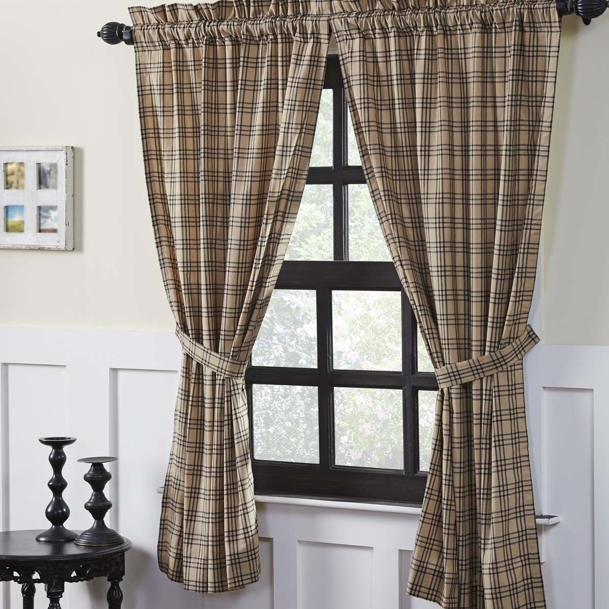 VHC Brands Sawyer Mill Charcoal Plaid Short Lined Panel Set of 2 Brand: VHC Brands