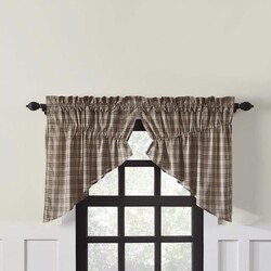 Sawyer Mill Charcoal Plaid Prairie Swag Lined Set of 2