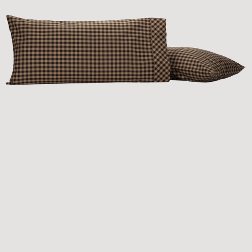 Black Check King Pillow Case 21"x40"  Set of 2