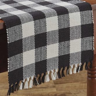 Wicklow Check Table Runner Black/Cream - 13x36