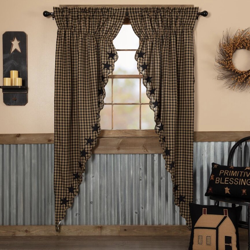 Black Star Scalloped Prairie Long Panel Set of 2