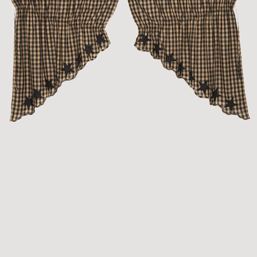 Black Star Scalloped Prairie Swag Set of 2 36" x 36"x 18"