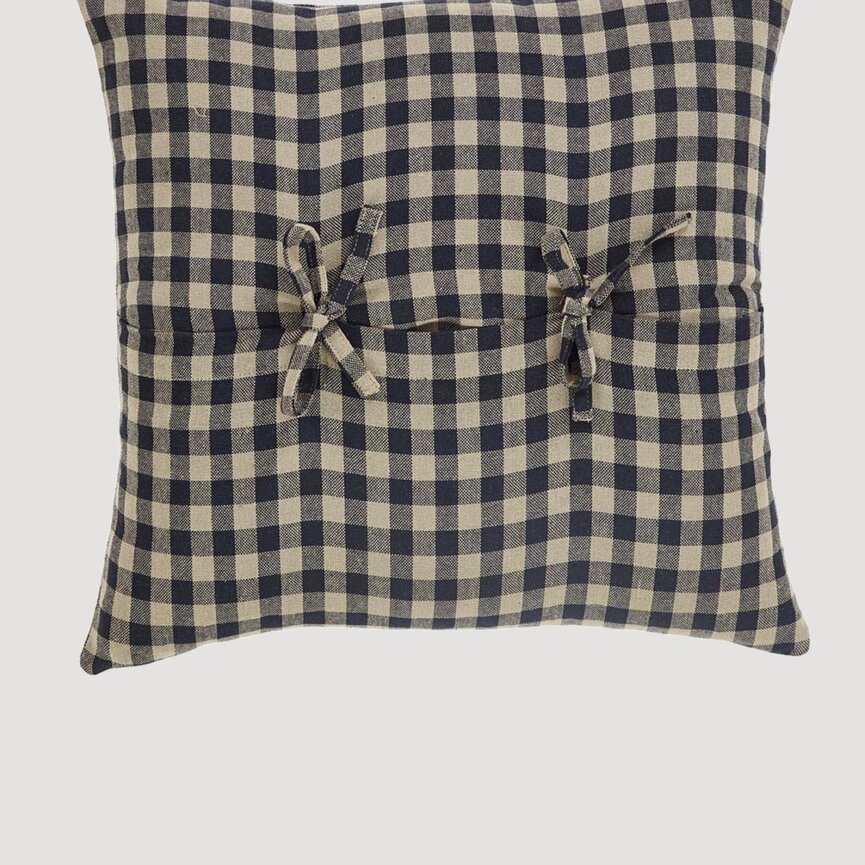 Black Check Pillow Fabric 16"x16"