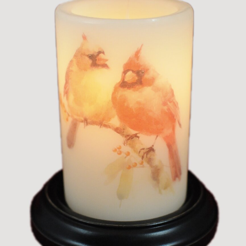 Fall Cardinal Pair Candle Sleeve Vanilla