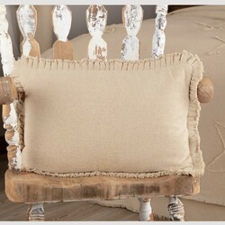 Burlap Vintage Pillow w/ Fringed Ruffle