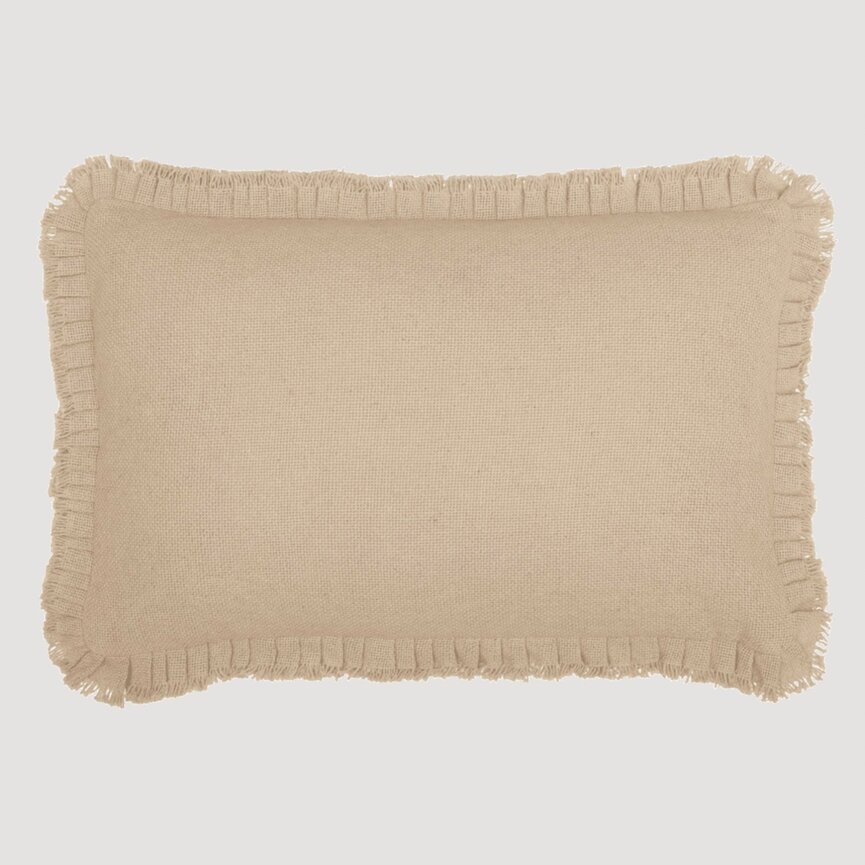 Burlap Vintage Pillow w/ Fringed Ruffle