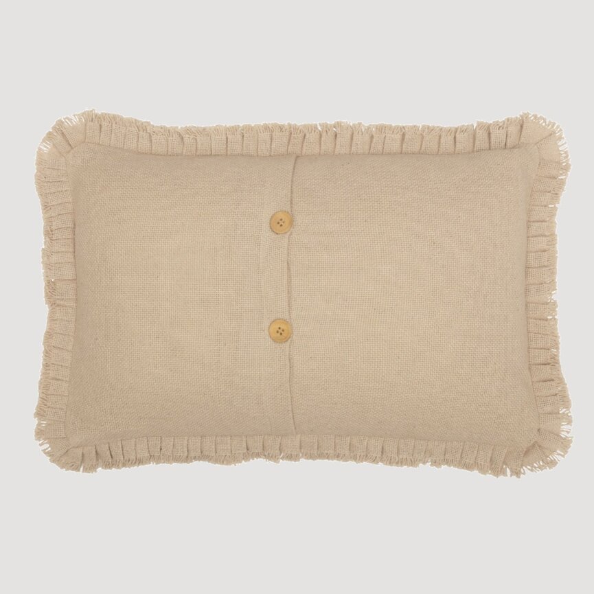 Burlap Vintage Pillow w/ Fringed Ruffle