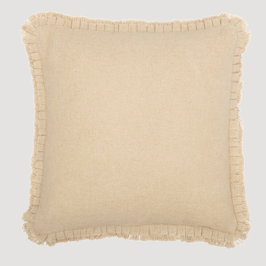 Burlap Vintage Pillow w/ Fringed Ruffle