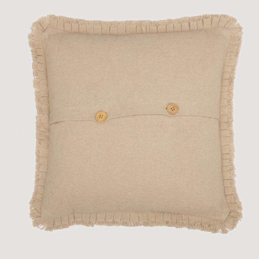 Burlap Vintage Pillow w/ Fringed Ruffle