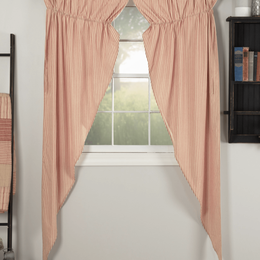 Sawyer Mill Red Ticking Stripe Prairie Panel Set of 2