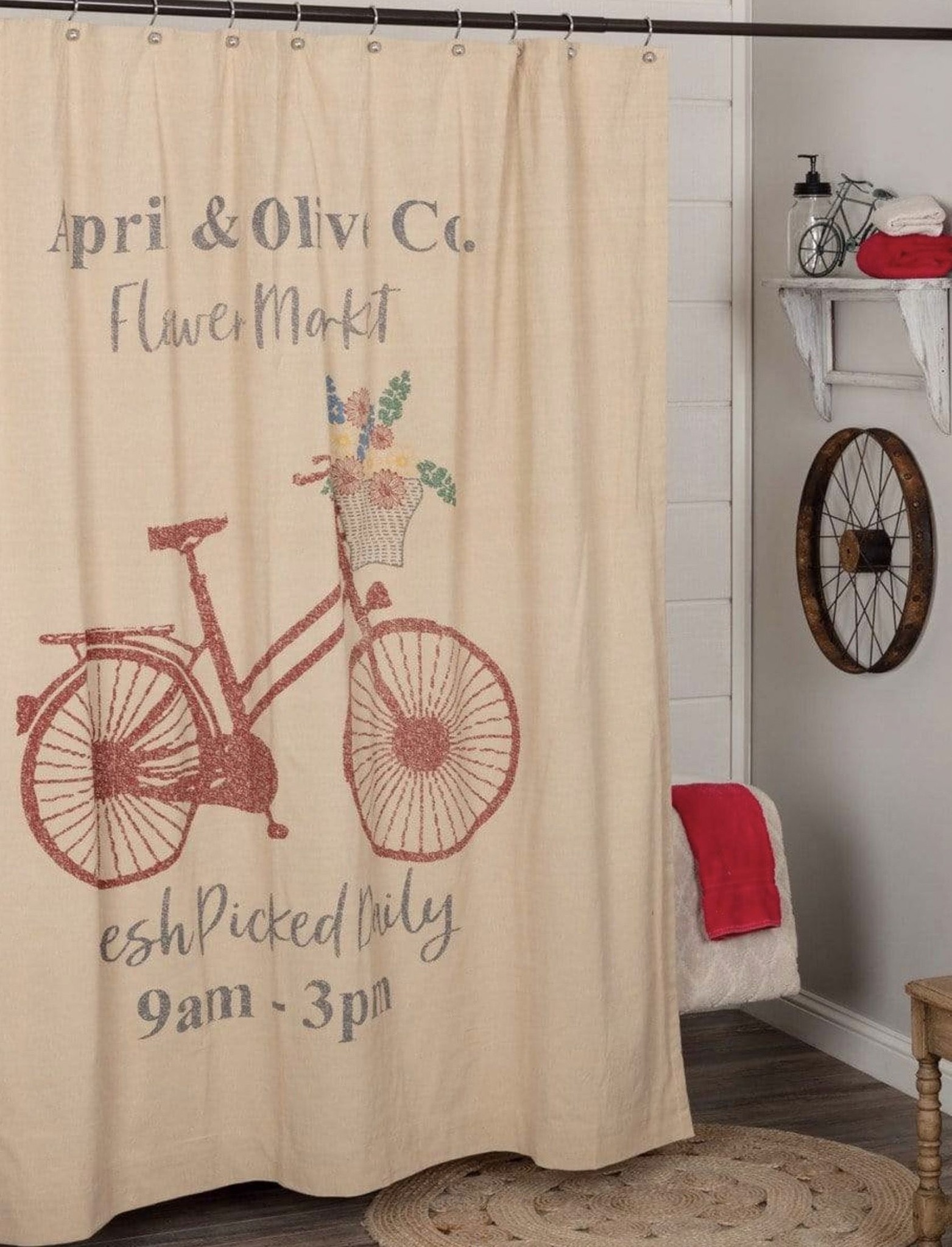 Farmer S Market Flower Shower Curtain 72x72 Nana Farmhouse Flower Market Shower Curtain 72x72, Cottage Style Shower Curtains