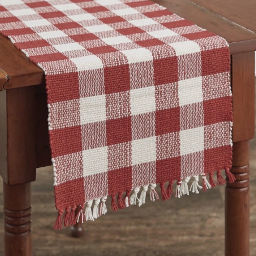 Wicklow Check Table Runner Red & Cream - 13x54